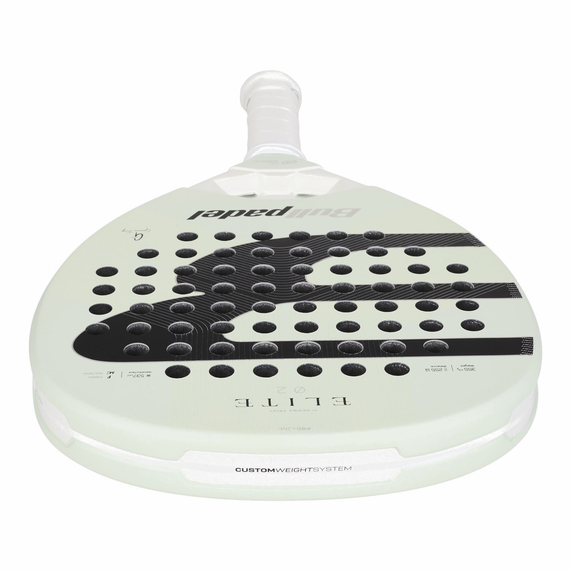 Bullpadel Elite 02 27 Padelschläger in Hellgrün mit schwarzem Logo und weißem Griff