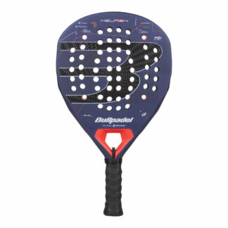 Bullpadel Neuron 02 27 Padelschläger in Schwarz und Dunkelblau mit roten Details
