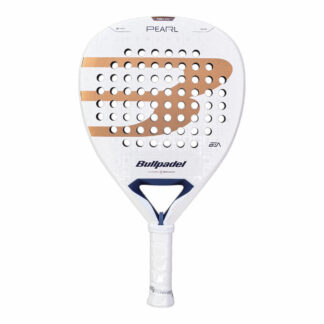 Bullpadel Pearl 27 Padelschläger in Weiß mit kupferfarbenem Logo und dunkelblauen Details