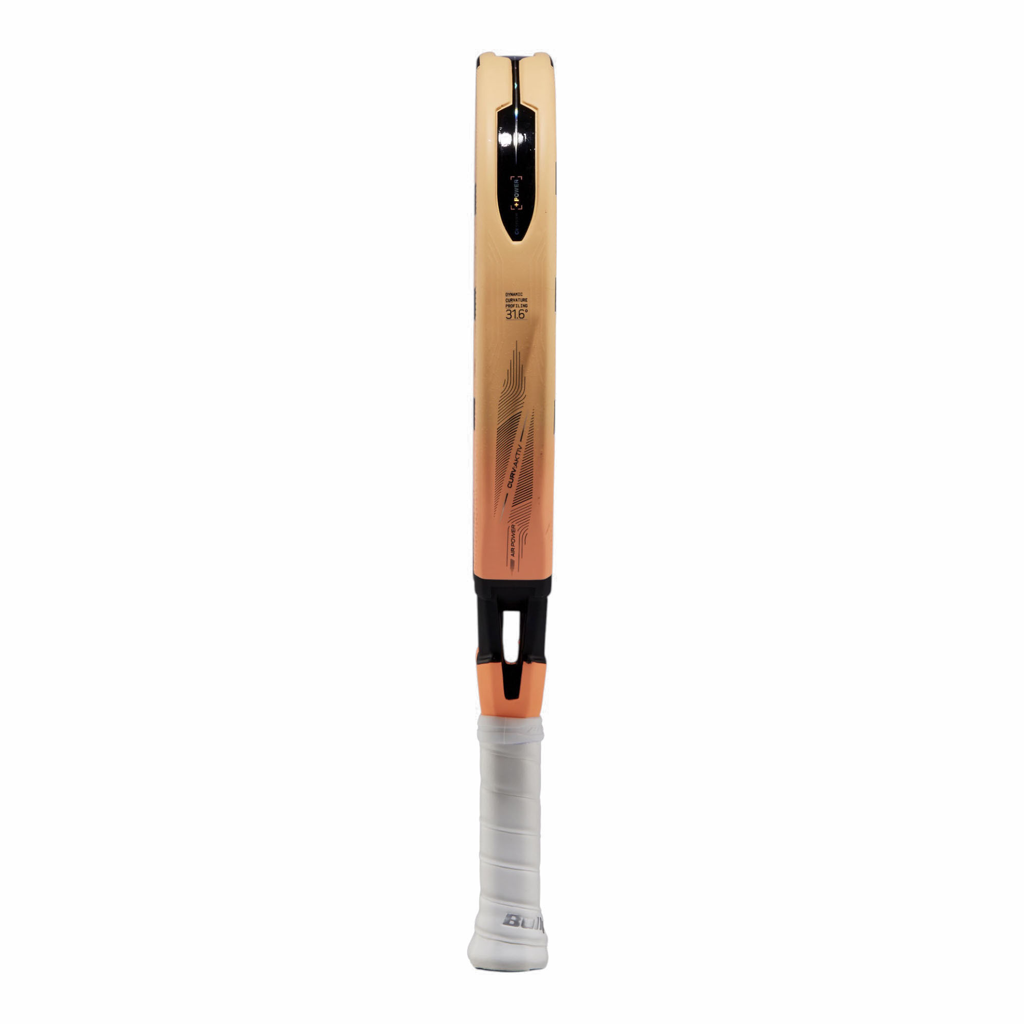 Bullpadel Vertex 05 W 27 Padelschläger in Apricot mit schwarzem Logo und weißem Griff