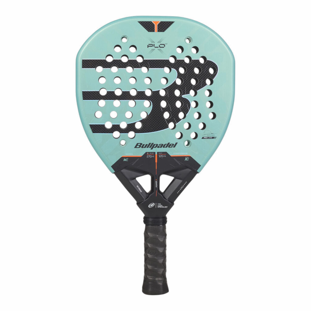 Bullpadel XPLO 02 27 Padelschläger in Türkis und Schwarz mit orangefarbenen Details
