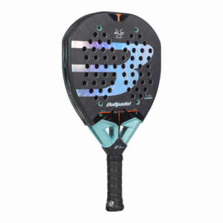 Bullpadel XPLO 02 Comfort 27 Padelschläger in Schwarz mit schimmerndem Logo und türkisfarbenen Details